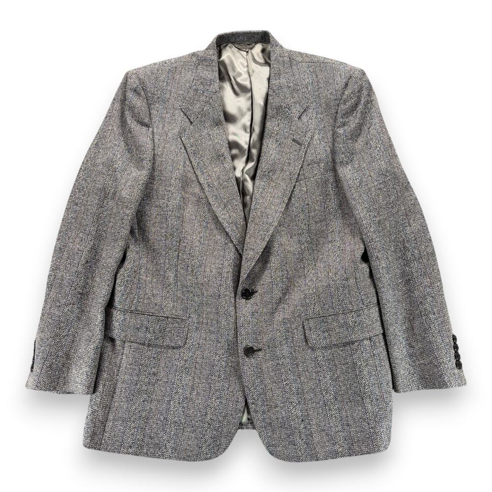 Vintage Christian Dior Jacket Mens 43R Gray Blazer Monsieur Flecked USA 80s